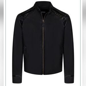 JAKEWOOD - Bomber Leather Jacket With Alligator Trimming Style #2087